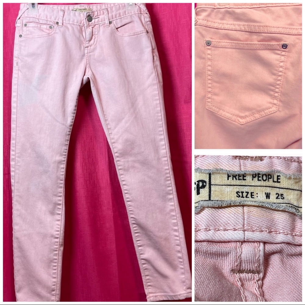 FREE PEOPLE PINK CAPRI JEANS SIZE 25